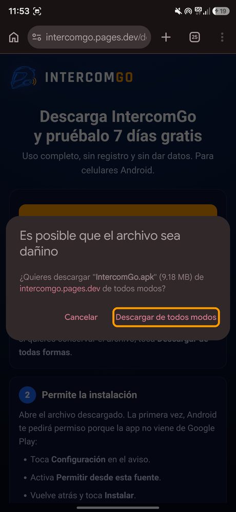 Step 2: Confirm the download
